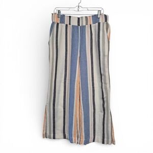 Indigo Rein Striped Wide Leg Crop Pants Linen Blend Womens Size L